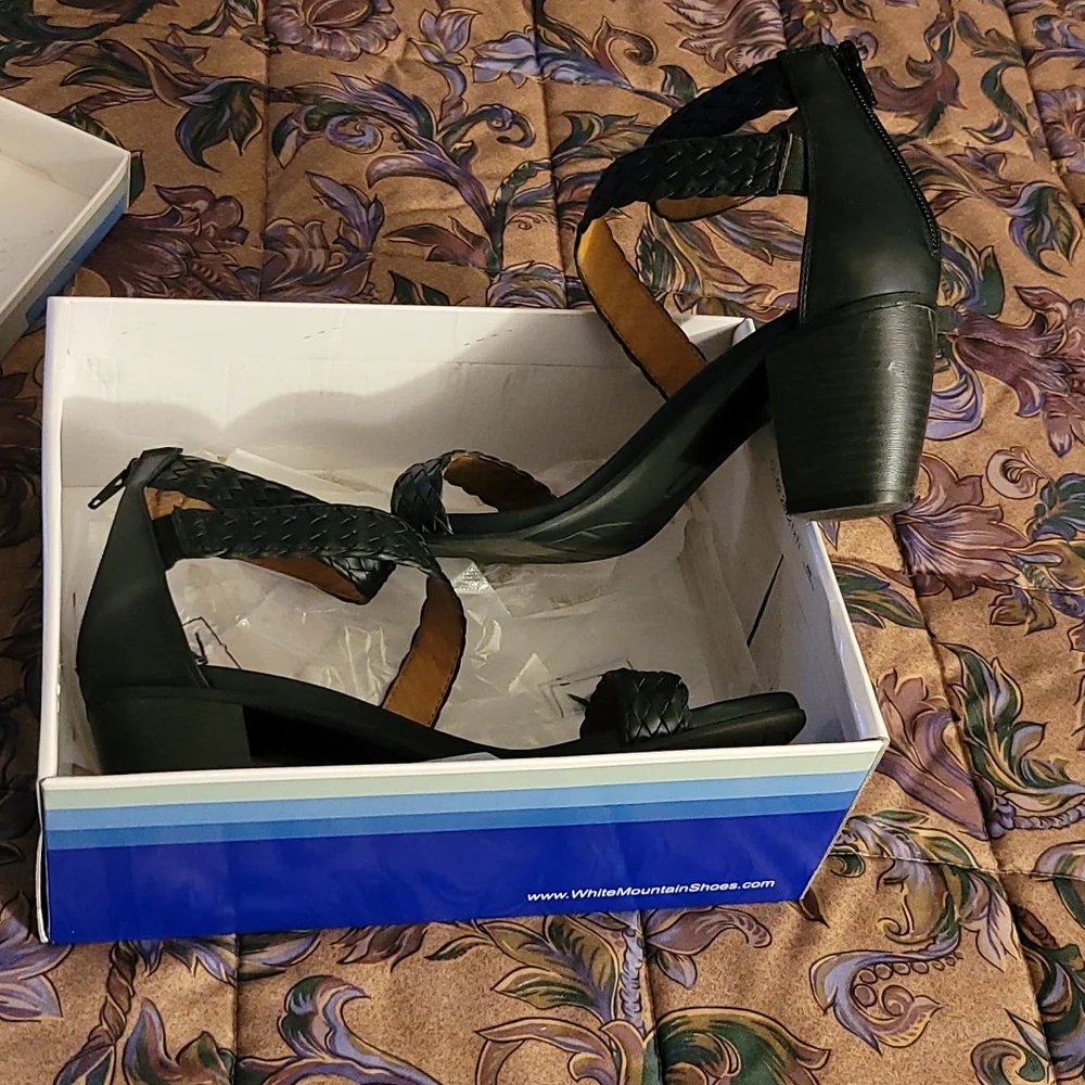 Black Leather Strappy Heels - Picture 6 of 7